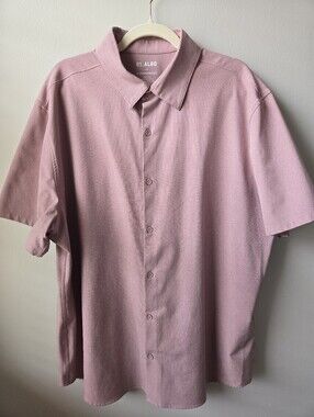01.ALGO Men's Short-Sleeve Button-Down Shirt in Dusty Pink